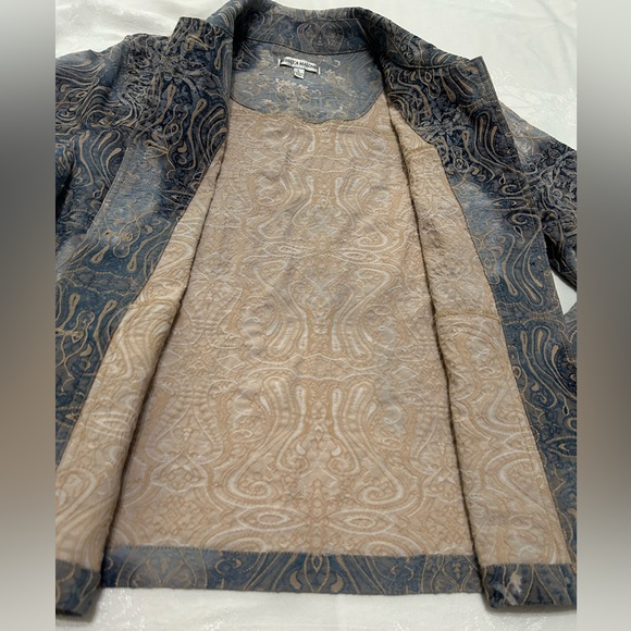 Rebecca Malone jacket size L blue with intricate design - Picture 6 of 9